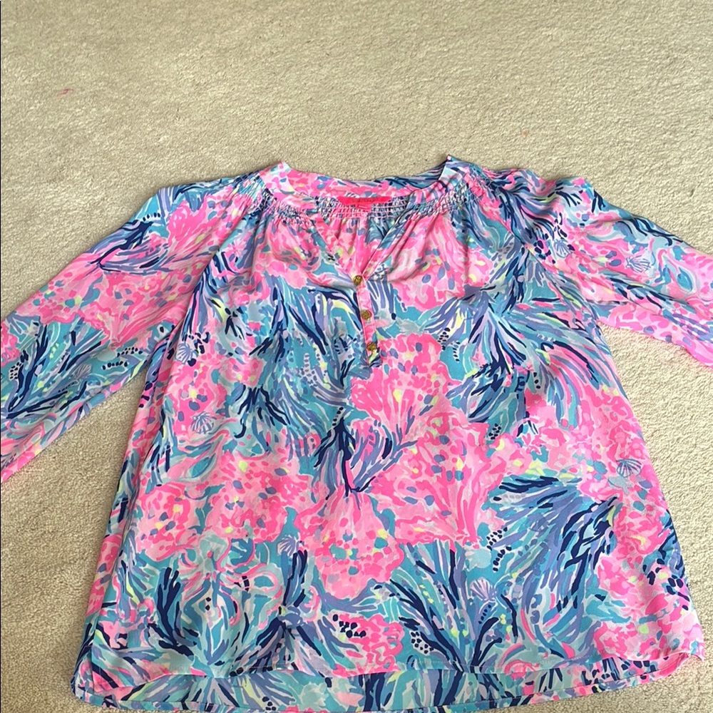 Lilly Pulitzer Pink and Blue Floral Blouse